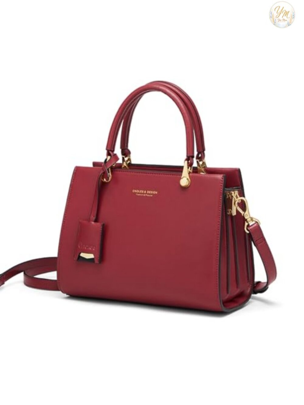 Genuine Leather Satchel Tote Shoulder Bag with Adjustable Crossbody Strap for